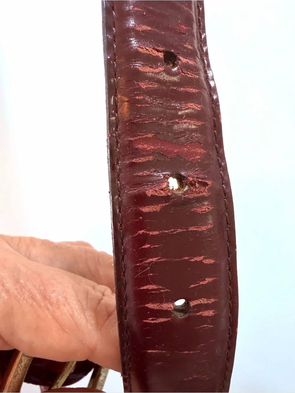 Vintage Coach Leather Belt Burgundy Oxblood Brass Buckle Size 36